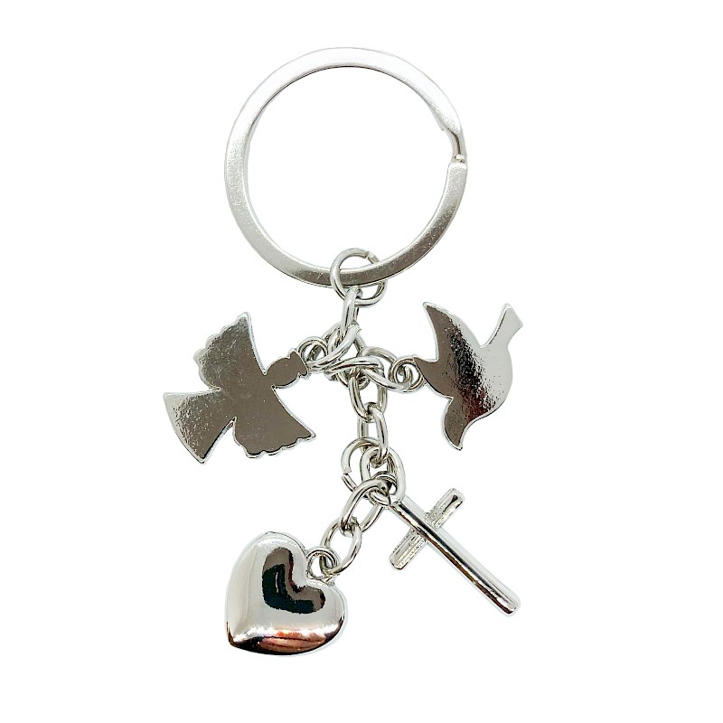 4 Charm Silver Keyring